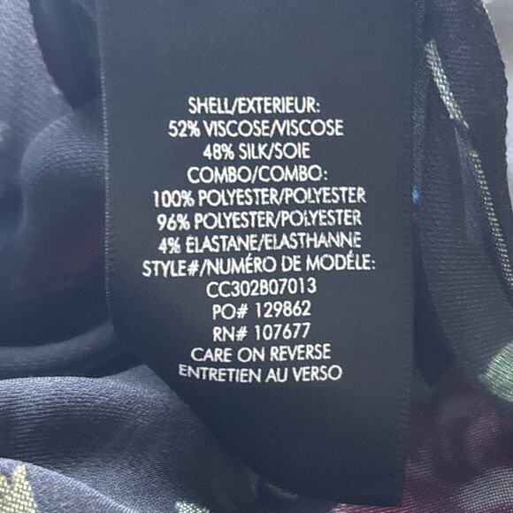 New Alice + Olivia Floral tie long Sleeve Blouse In Black Multi sz S New tie - Picture 16 of 16